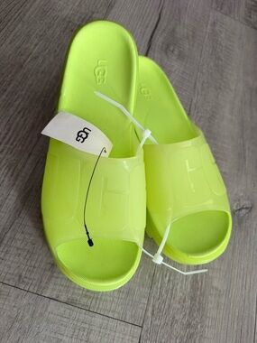 UGG Neon Lime Slide Sandals